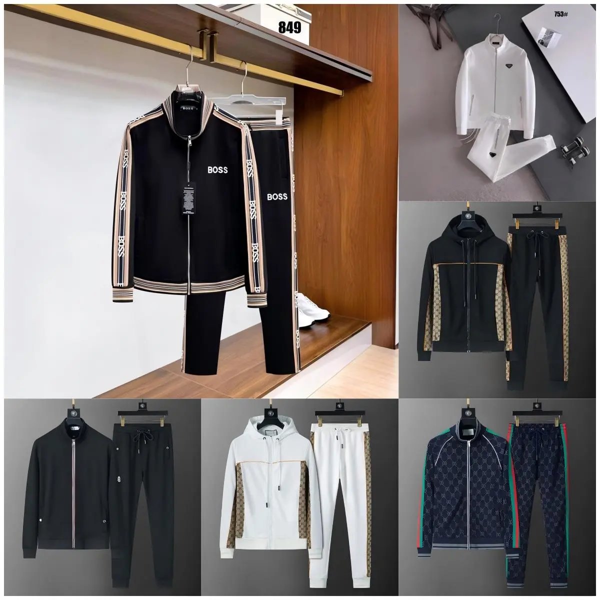 Boss Sweatshirt Jacket Set T-shirt