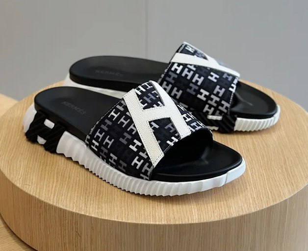Hermes H Pattern Slide Sandals