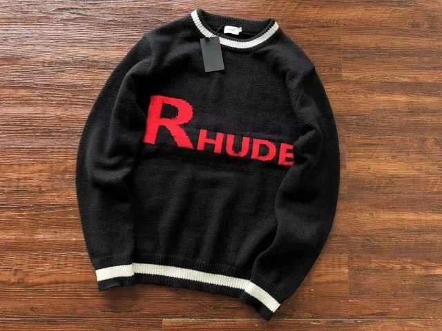 RHUDE New Simple Contrast Color Design Letter Loose Sweater