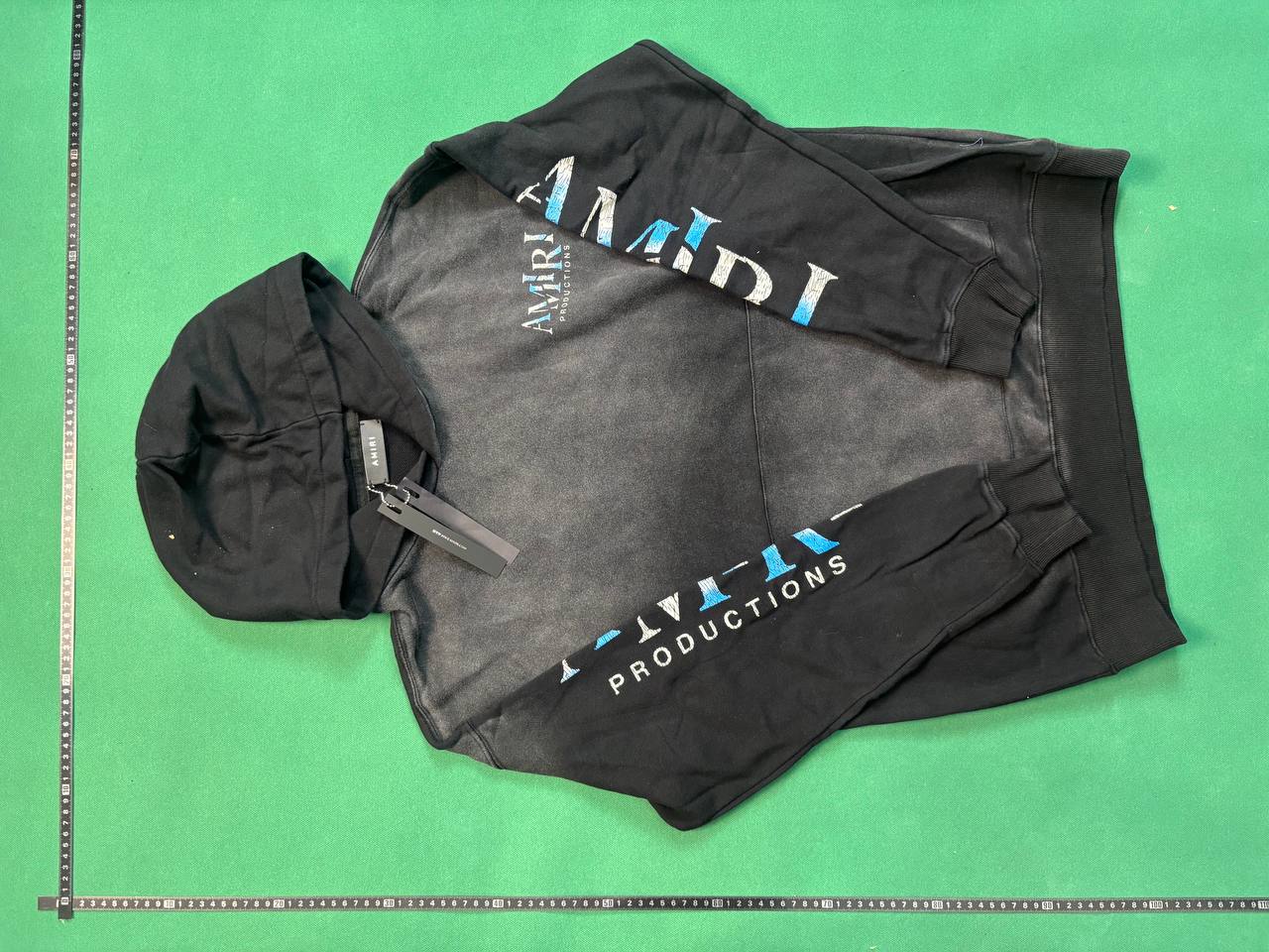 AMIRI Productions Washed Hoodie with Abstract Theater Mask & Rose Print